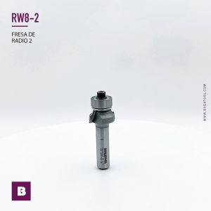 Fresa de radio 2 mm  de 2 cuchillas con vástago S8 para fresadora de mano