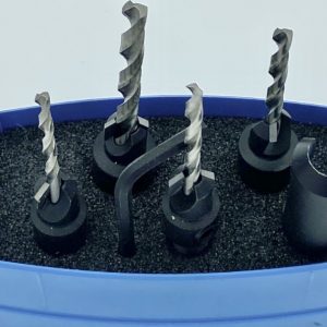 Set de 4 avellanadores de profundidad ajustable y su taponero