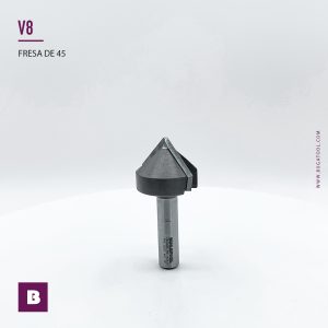 Fresa de carburo para ranurar en V de 2 cuchillas para fresadora de mano S8