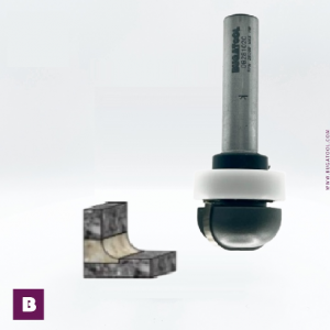 Fresa industrial limpia cola Especial Solid Surface para radio R10 con vástago S12 con rodamiento Derlin superior