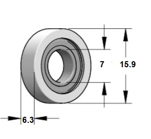 Rodamientos rectos de Delrin® diámetro 15.9