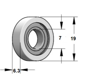 Rodamientos rectos de Delrin® diámetro 19 mm