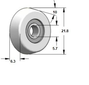 Rodamiento inclinado de baja fricción Delrin® de repuesto Diámetro 21.8 mm