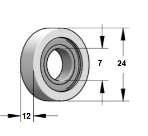 Rodamientos rectos de Delrin® Diámetro 24 mm