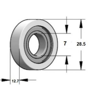 Rodamientos rectos de Delrin® Diámetro 28.5 mm altura 12.7 mm