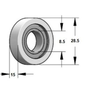 Rodamientos rectos de Delrin®Diámetro 28.5 mm altura 15 mm