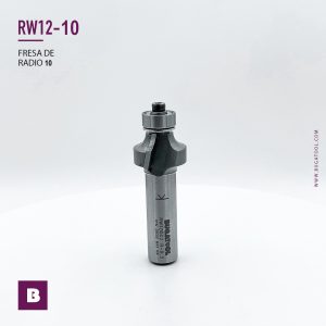 Fresas industrial de radio 10 mm para redondear cantos de madera con 2 cuchillas con vástago S12