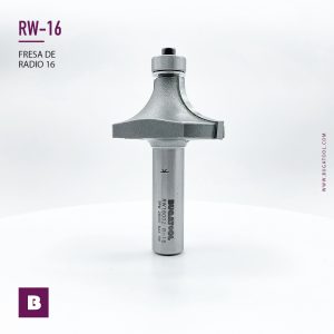 Fresas industrial de radio 16 mm para redondear cantos de madera con 2 cuchillas con vástago S12