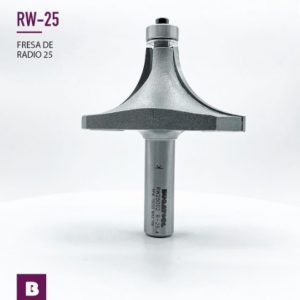 Fresas industrial de radio 25 mm para redondear cantos de madera con 2 cuchillas con vástago S12